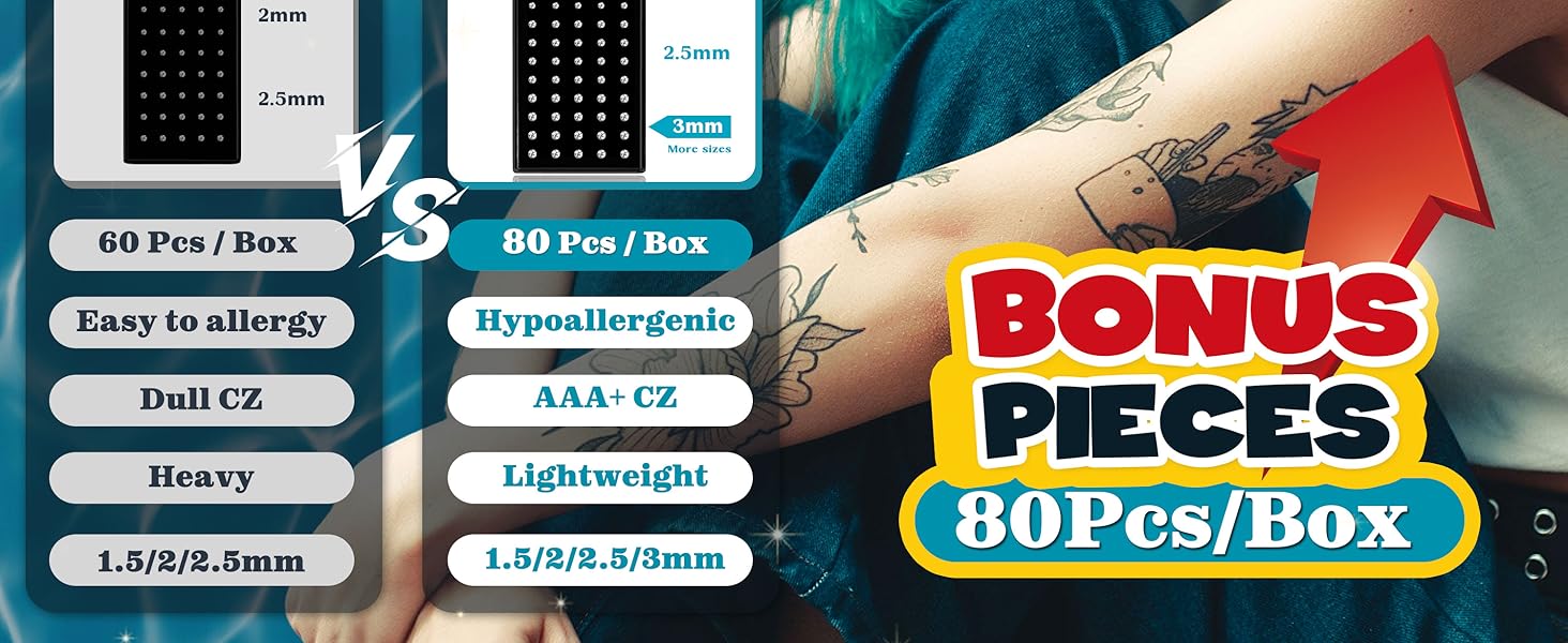 LOLIAS 80-160Pcs Nose Rings Studs for Women Men - Straight or L Shaped Surgical Stainless Steel Small Nose Studs Pin - Hypoallergenic 20G 22G Tiny Nose Piercing Jewelry 1.5/2/2.5/3 mm CZ