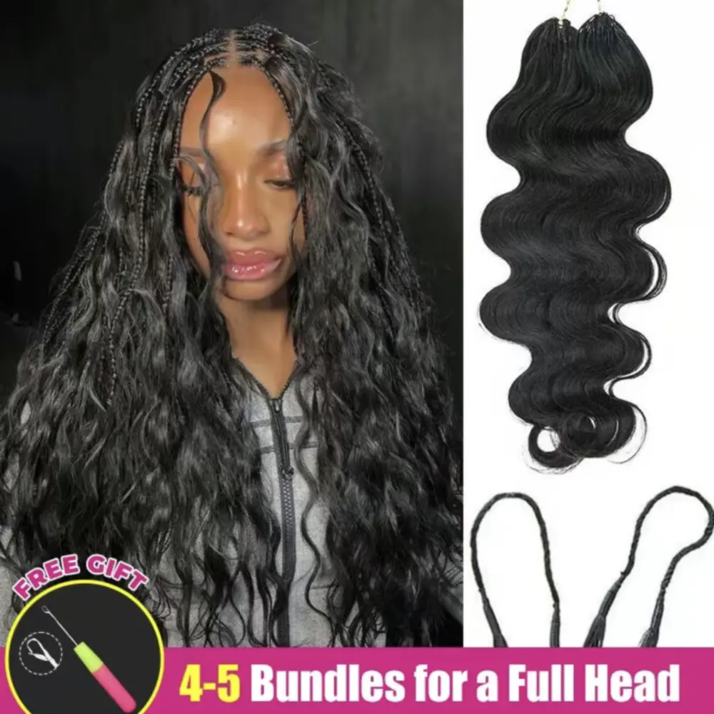 Human Hair Body Wave Crochet Braids Extensions Knotless  Pre-Separated Miracle Knots Crochet Hair Lightweight Soft  Natural Look Protective Style Boho Braids Vacation Hair Summer Hair 50g/Pack summerhairstyles backtoschool, Human Braiding Hair, Hair Exten