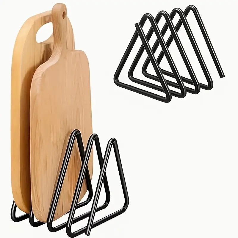 1/2pcs Heavy Duty Metal Cutting Board Holder, triangular stable structure with space-saving countertop and cabinet storage design, screw-free installation for organizing cutting boards, cookware and kitchen essentials, ideal for home kitchens, countertops