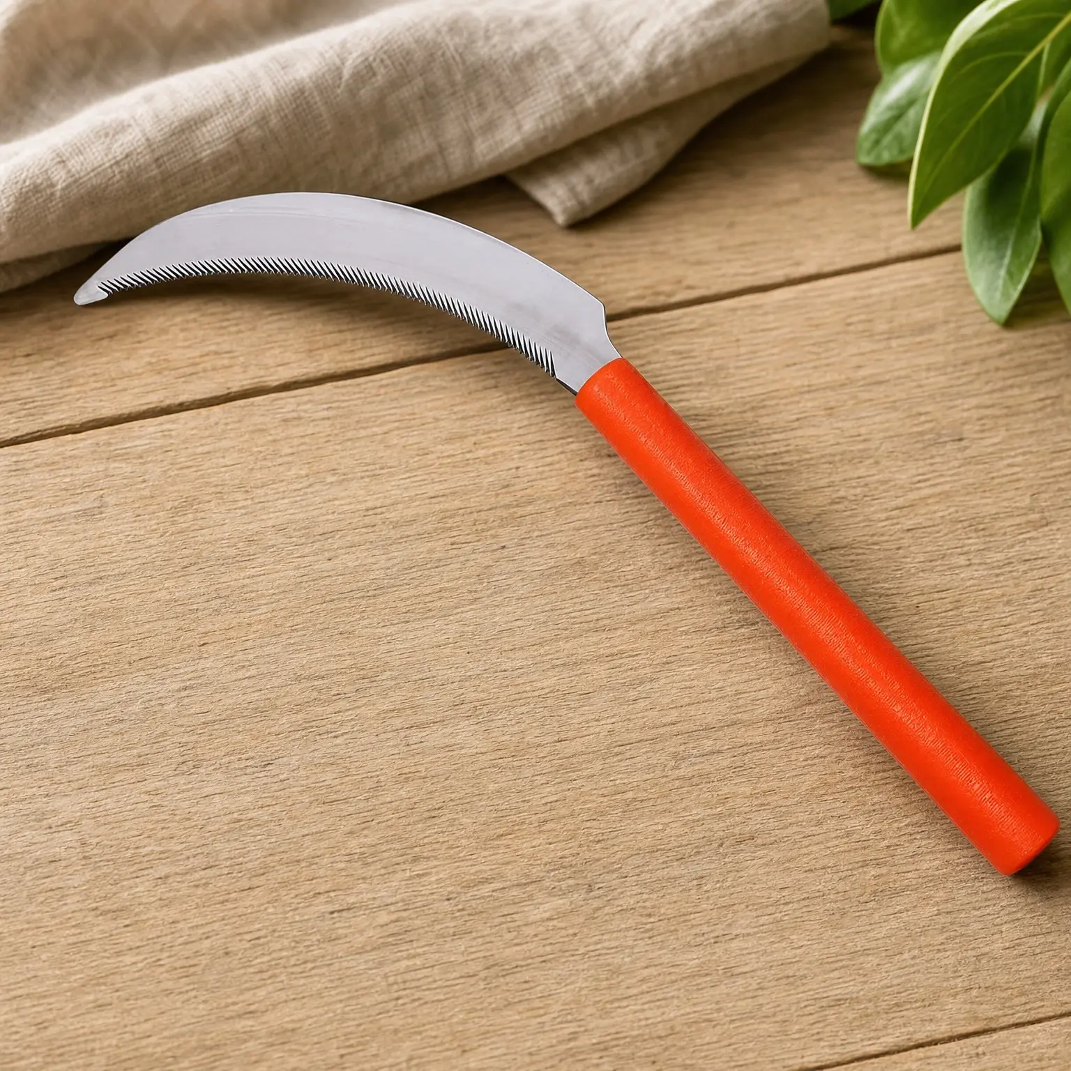 6.5-Inch Stainless Steel Harvest Sickle with Light Serration and Plastic Handle, OrangeGift