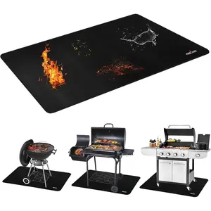 48 X 30 Inch Under Grill Mats for Outdoor Grill, Double-Sided Fireproof/Waterproof/Oil-Proof Grill Pad, BBQ Matt for Under Grill, Indoor Fireplace/Fire Pit Mat, Deck and Patio Protector Mat