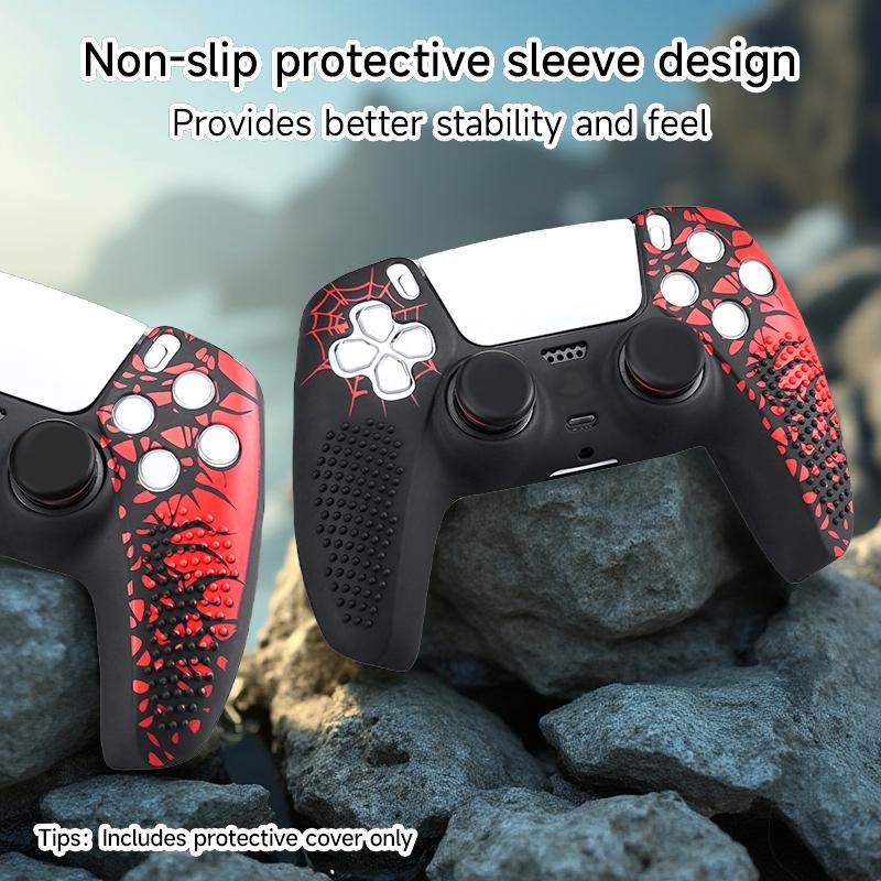 Silicone Game Controller Protective Case, Game Controller Protector with 2 Thumb Grip Cap, Soft Shell, Gaming Accessories for PS5 Controller, Cover