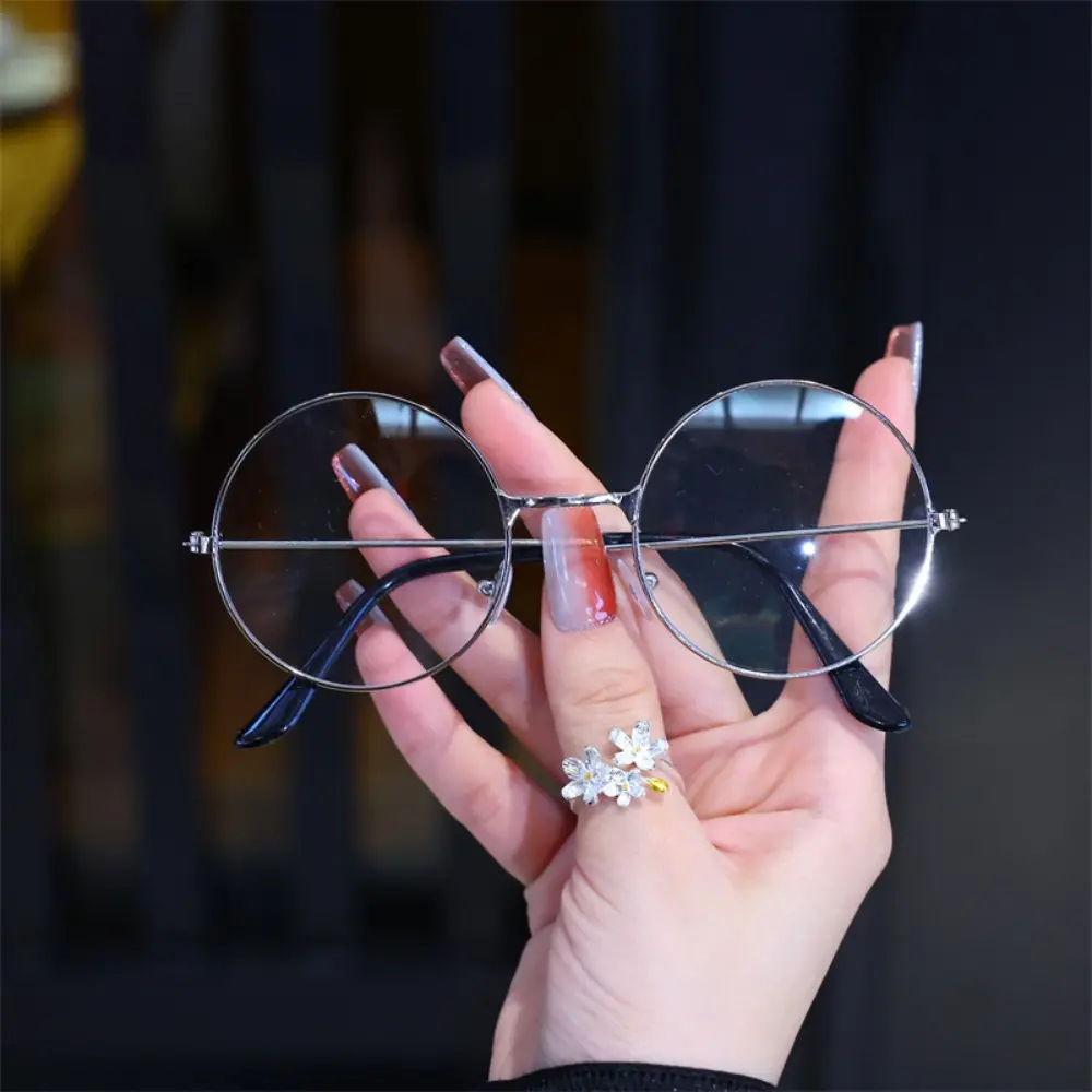 Fashion Vintage Prince Round Metal Frame Glasses, Unisex Blue Light Blocking Clear Lens Eyewear, Literary Retro Plain Lens Computer Glasses for Daily Office Wear