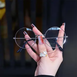 Fashion Vintage Prince Round Metal Frame Glasses, Unisex Blue Light Blocking Clear Lens Eyewear, Literary Retro Plain Lens Computer Glasses for Daily Office Wear