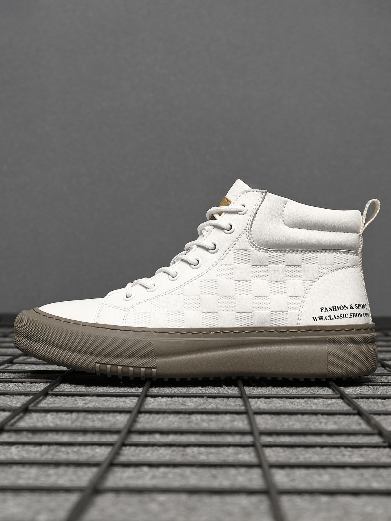 Shoes for Men, Fashionable Geometric Pattern Lace Up Leather Closed Toe Ankle Boots, Casual Comfortable Outdoor Sports Boots for Daily Wear, Male All-match Shoes for Fall & Winter Boots For Men, New Winter Boots