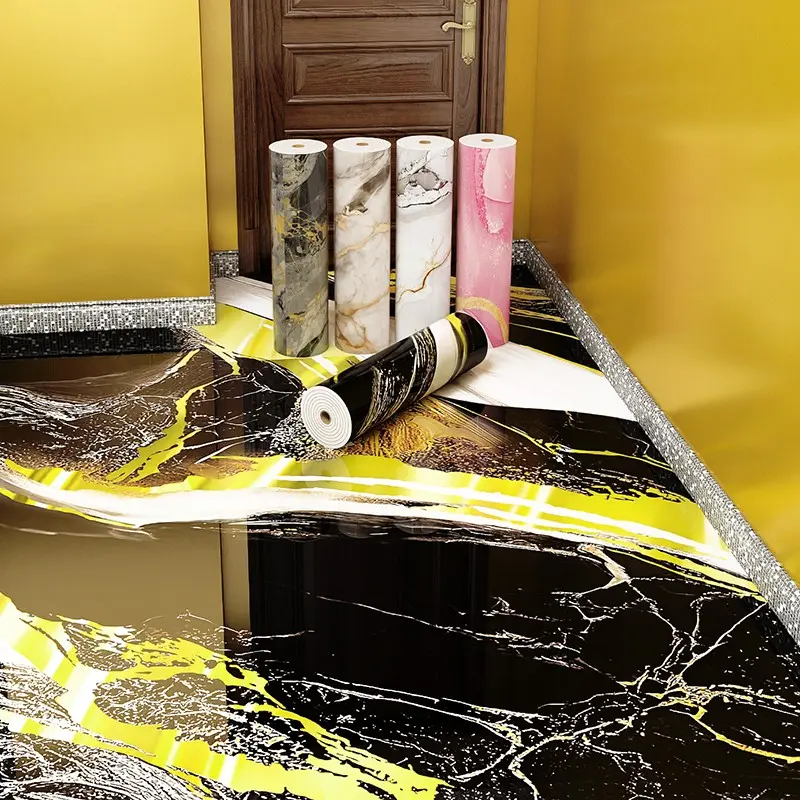15.75in*118.11in Peel and Stick Vinyl Flooring Sticker,Self-Adhesive Waterproof Thickened Marble Pattern Wallpaper Roll , Easy to Clean and Install DIY Decor for Kitchen Bedroom Living Room Bathroom