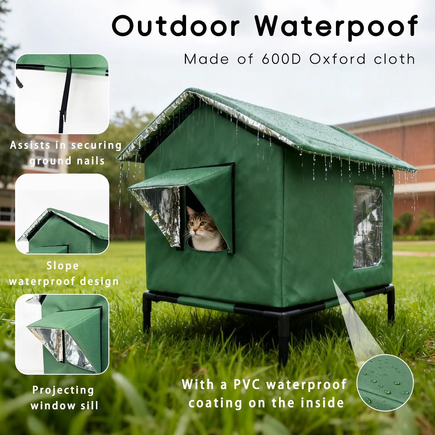All-Season Cat House, Winter Warm Heart-Shaped Cat Bed, Enclosed Tent Design, Durable Bite-Resistant, Suitable for All Seasons