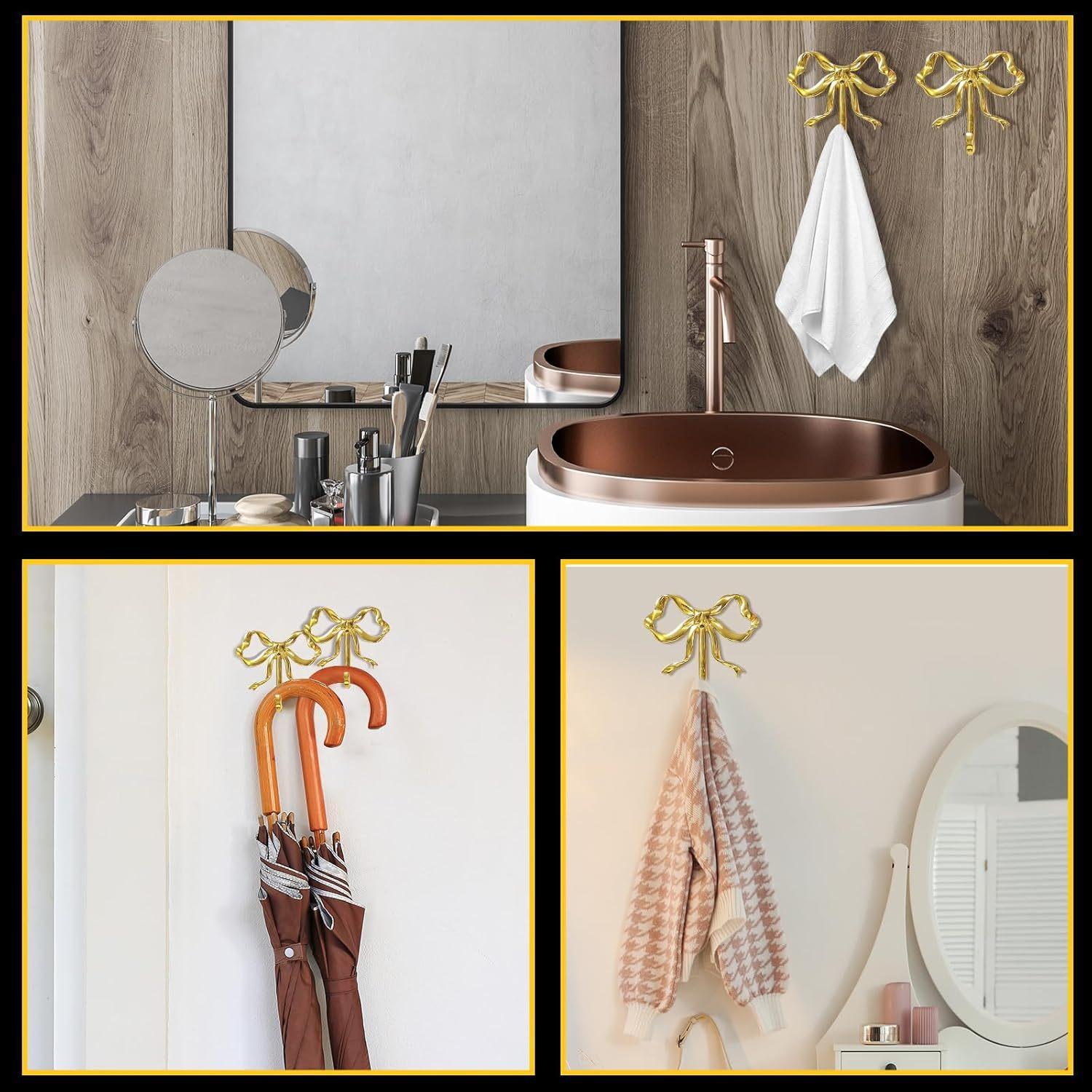 Vintage European Bowknot Decorative Wall Hook, Easy Installation, for Towels, Coats, Bags, Scarves, Keys, Necklaces, Umbrellas, Wall Mounted Hanger, Key Holder