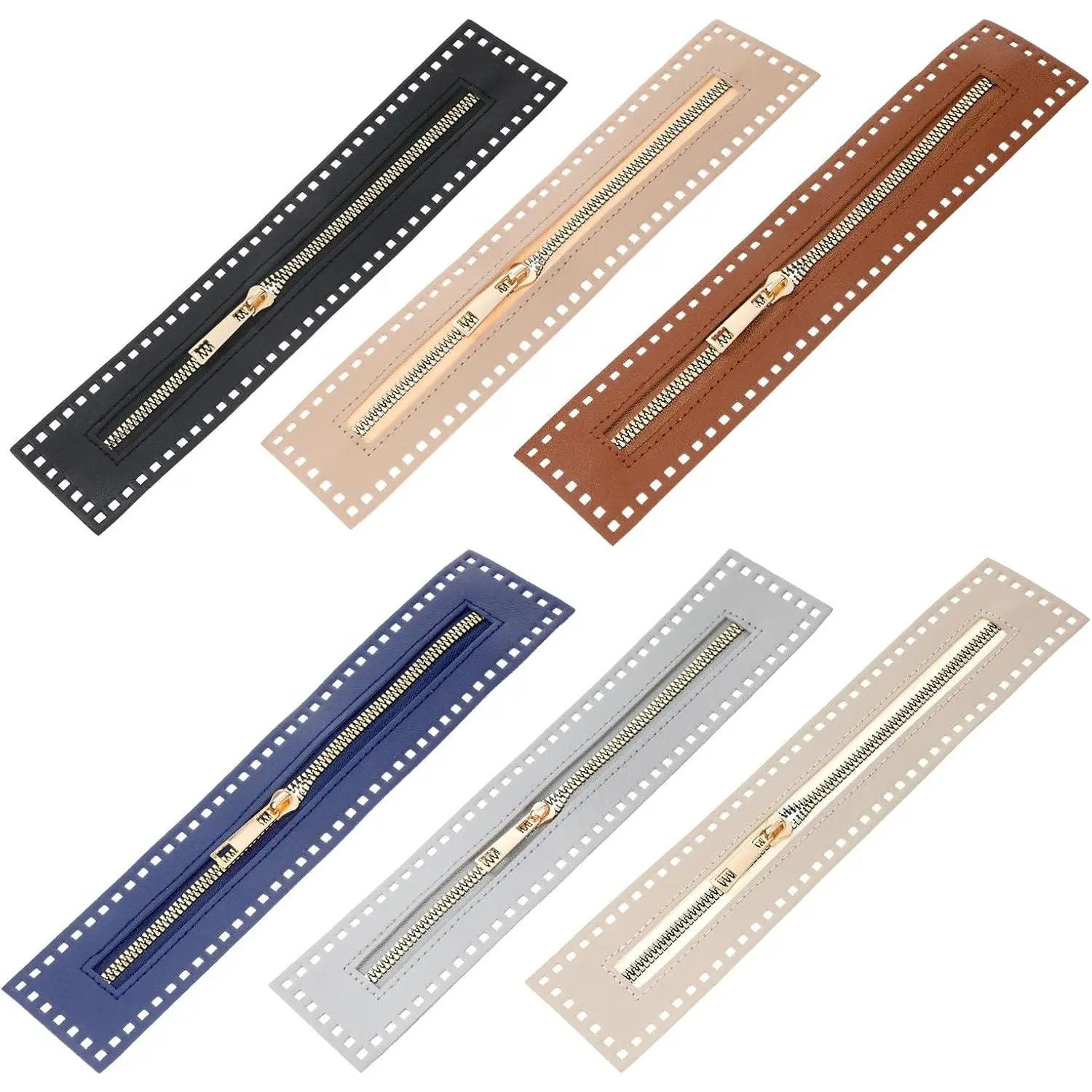 6 count Crochet Zipper with Holes, 10.6 inch PU Leather Zipper, Handbag Sewing Zippers for Purse, Crochet Purse, DIY Craft
