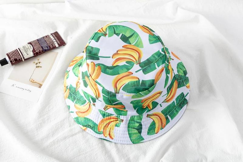 Unisex Bucket Cap Fruit Printing Hats Summer Double-sided Wear Man Women Cap Outdoor Sun Hat Classic Casual Panama Bucket Hat