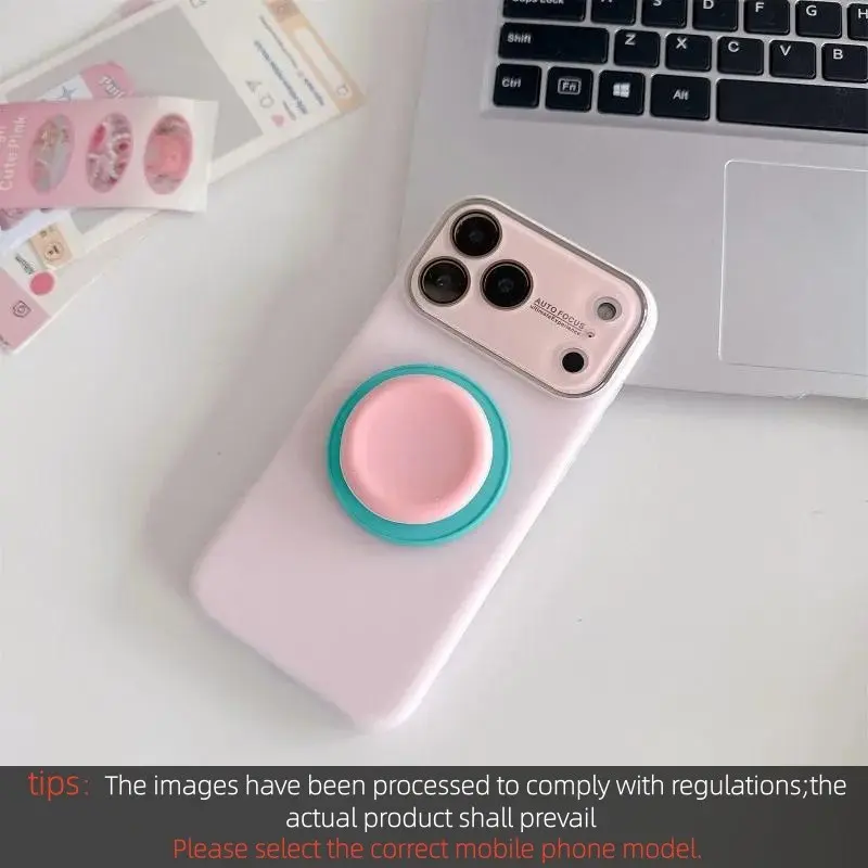 Jelly Stand Case For iPhone 17 Pro Max 14 15 16 Pro for Magsafe Magnetic Lens Shockproof Protective Luxury Wireless Charging Candy Holder Cover Casing Protector Smartphone Accessories Mobile Phone Casing