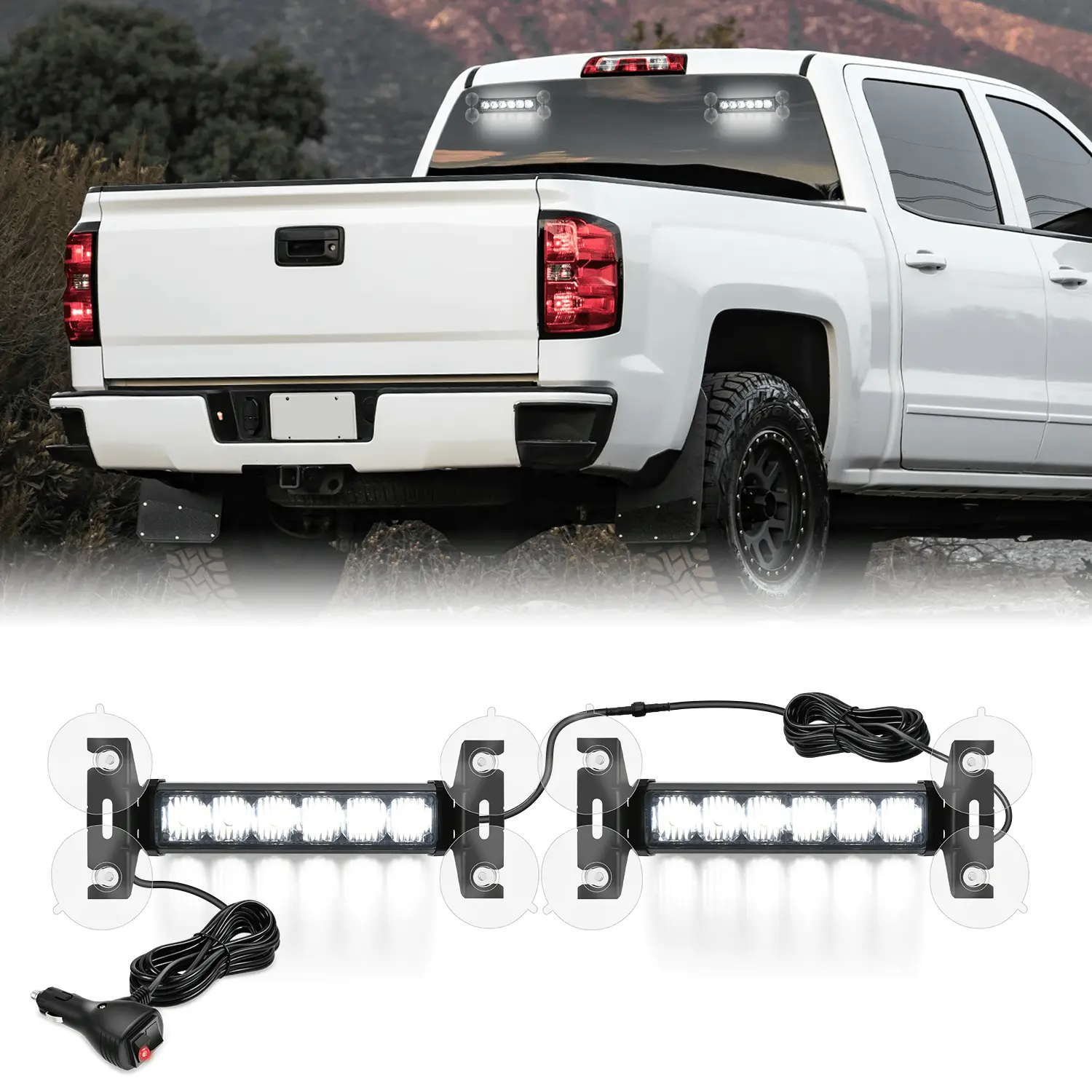 Nilight 12LED   Strobe Traffic Advisor Light Bar 2 in 1 White Dash   Safety Flashing Lights Front/Rear Windshield Construction Lights for Trucks Cars Plow Police Firefighter Vehicles