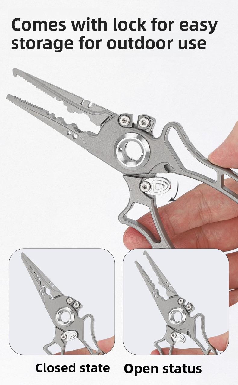 New stainless steel multi-functional fishing pliers for cutting PE line, opening loops, controlling fish, tying hooks, and removing hooks