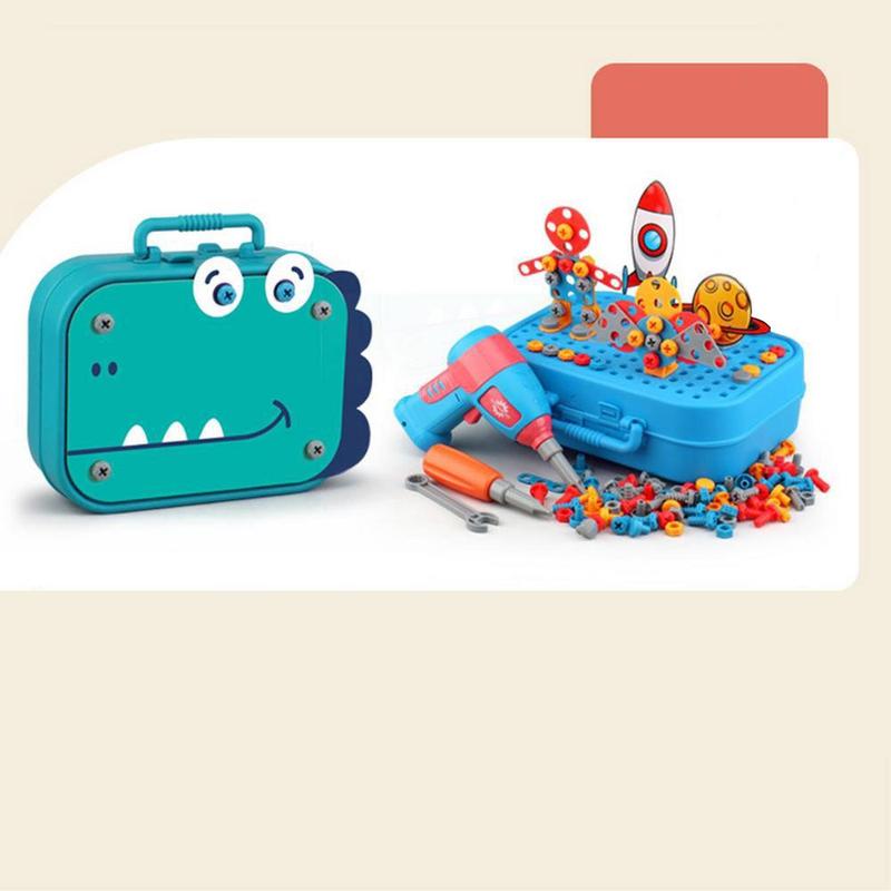 Kids Tool Set, 351 PCS Tool Kit w/ Electric Drill, STEM Montessori Educational Toys,Design and Drill Toy for Boys, Electric Drill with Toolbox, Creative Engineering Building Toy, Boys Birthdaty for Age 6-12