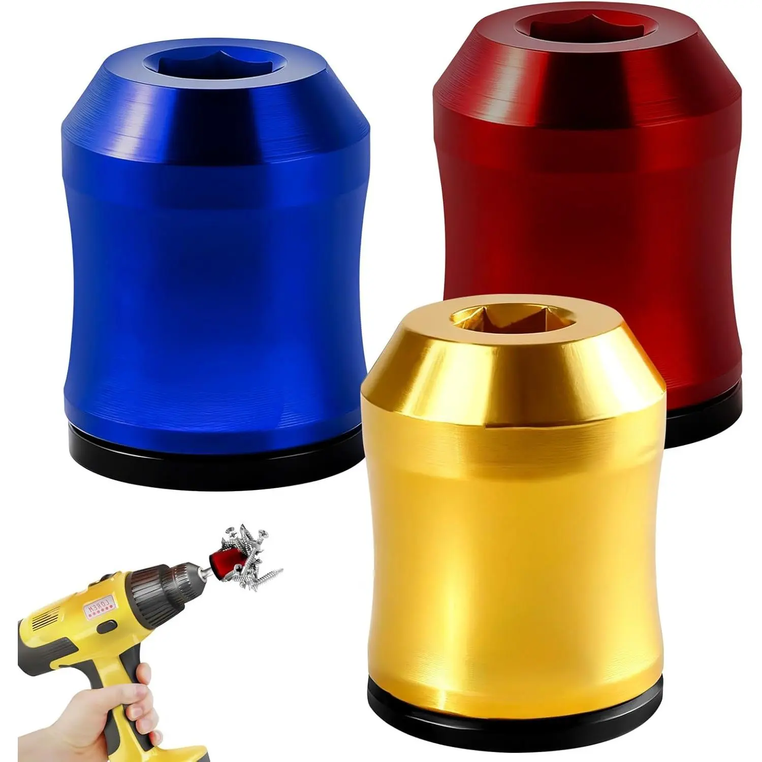 Screwdriver Head Ring, Screw Ring Set Removable Tool for Drills |   Bit Holder for Hex Screwdrivers & Bits |   Alloy Screw Holder for DIY Repair