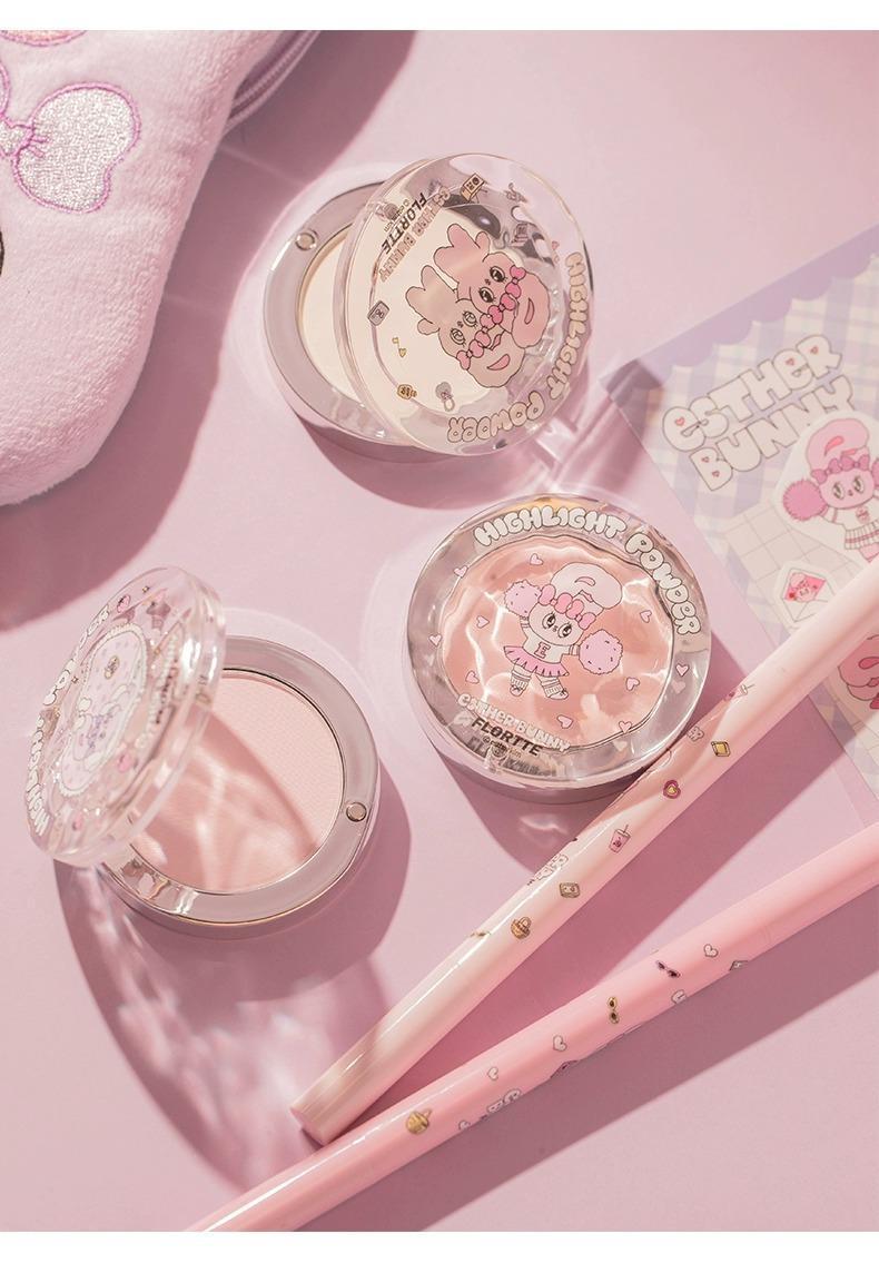 FLORTTE Esther Bunny Single-Colour Highlighter Powder Matte Brighten Contour Palette Face Makeup Cosmetics