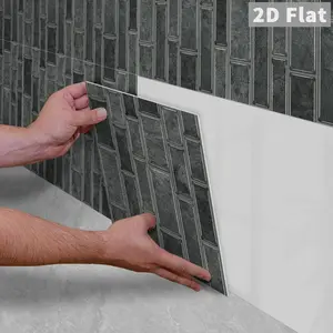 10PCS GST Dark Charcoal Grey Herringbone Brick PE Foam Tile Stickers, Shockproof Wear-resistant Self-adhesive Decals for Home & Commercial Renovation