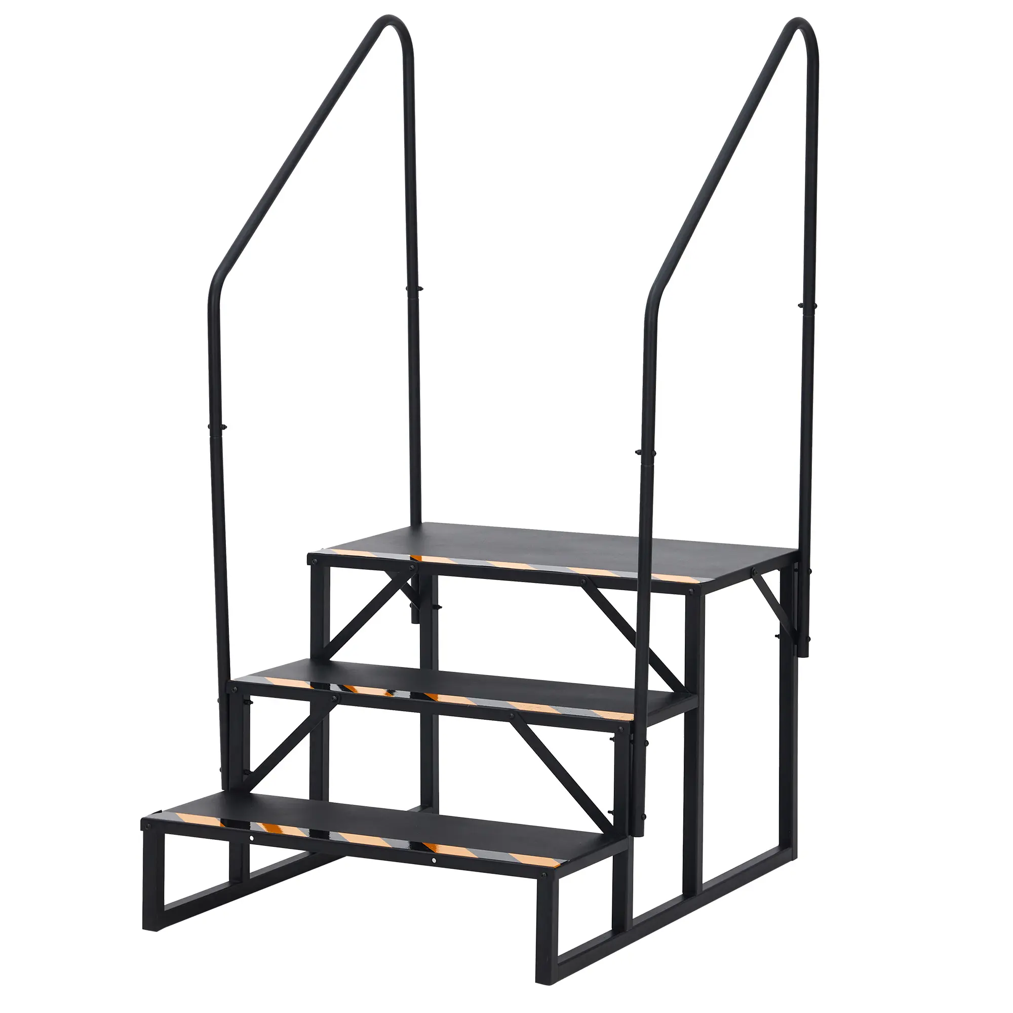 4-Step Single-Side & 3-Step Double-Side RV Stair Steps, Cold-Rolled Steel, 660 lb Capacity, Non-Slip Tape Included, Rv Accessories, Campers, Portable