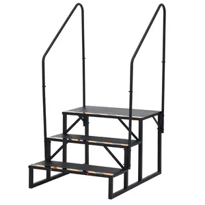 4-Step Single-Side & 3-Step Double-Side RV Stair Steps, Cold-Rolled Steel, 660 lb Capacity, Non-Slip Tape Included