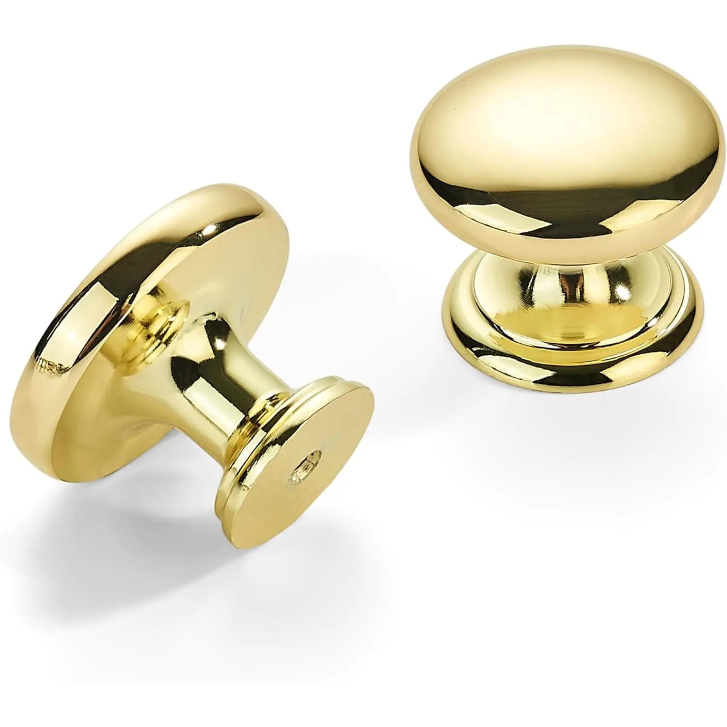 2 Pack Polished Brass Bifold Closet Door Knobs, 1-1/2 Inch Zinc Alloy Cabinet Knobs with Installation Screws, Suitable for Kitchen, Bathroom & Bedroom Furniture