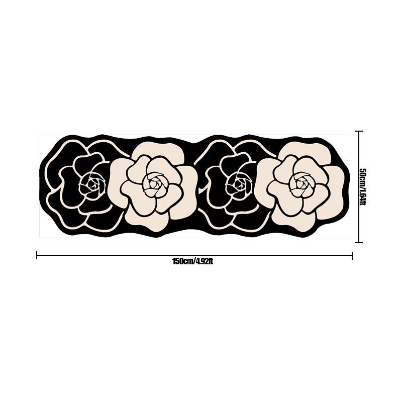 Camellia Flower Pattern Floor Mat, 1 Count Non-slip Soft Floor Carpet, Decorative Flower Pattern Rugs for Home Living Room Bedroom, Floral Area Rug, Vanity Decor Accessories, Boho Floral Rug