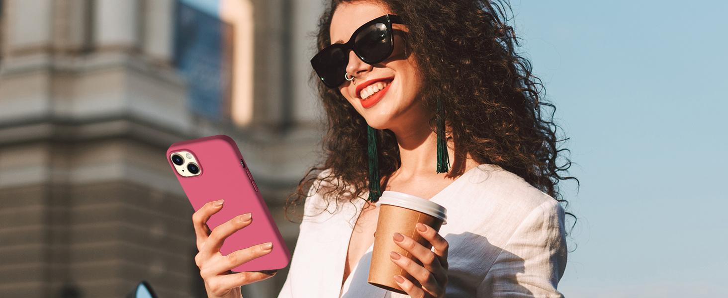 Compatible with iPhone 14 Case, Liquid Silicone Case [with 2X Screen Protectors], Full Body Shockproof Protective Cover Slim Thin Phone Case for iPhone 14 6.1 inch, Stone