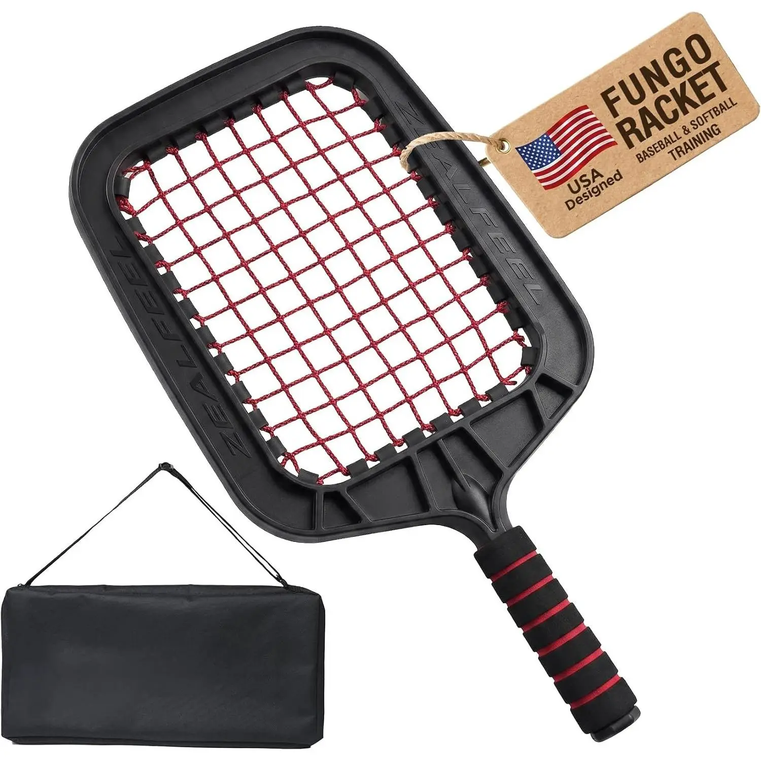 Baseball Racket for Fly Balls Pro, 26 OZ Fungo Racket for Baseball & Softball , Durable Frame & Replaceable Netting for Ground Balls, Pop Flies & Line Drives, Coaches Hitting Aid