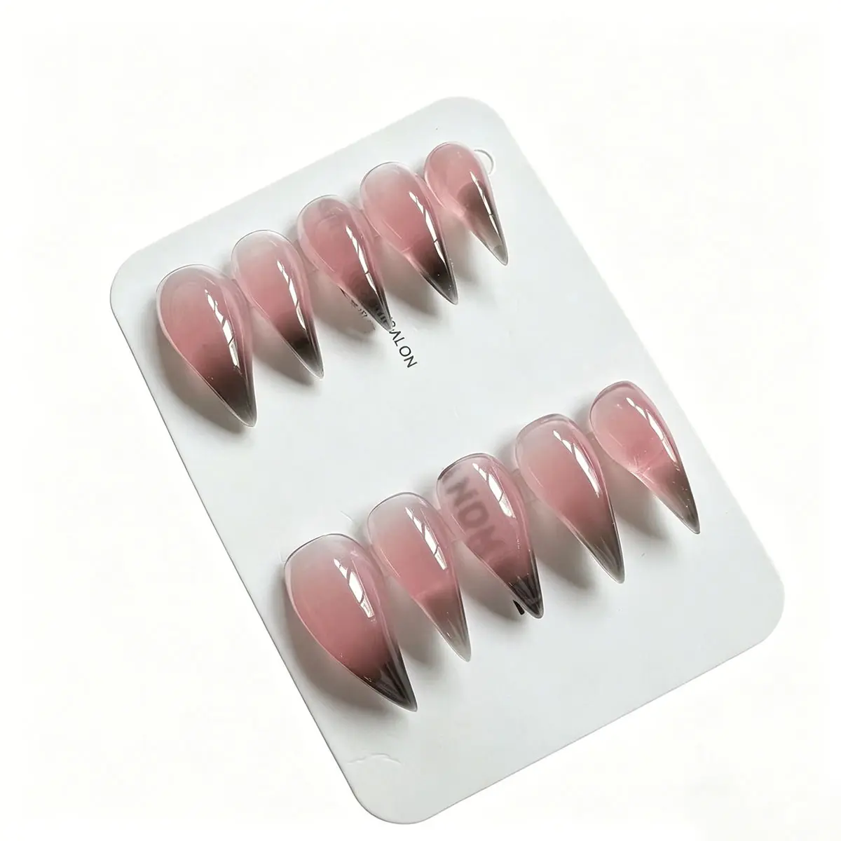 2026 Spring Summer Gradient Water Drop Press-On Nails, Handmade Ballerina Shape, Matte Finish, Reusable, Elegant Acrylic Fake Nails