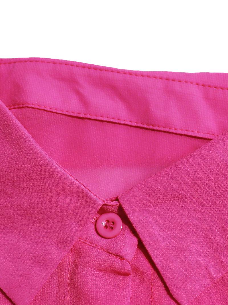 Women's Solid Color Button Front Shirt & Shorts Two-Piece Set, Casual Fashion Cozy Breathable Outfits for Daily Outdoor Wear, Women Clothes for Summer