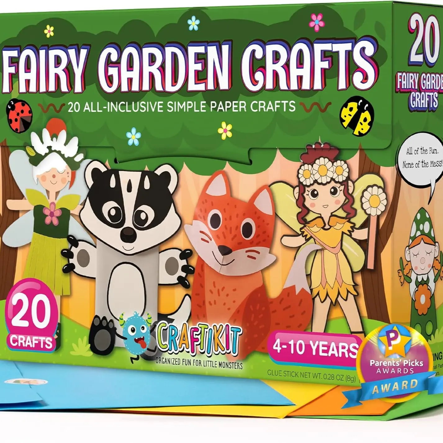 Award-Winning Fairy Garden Craft Kit for Kids, 20 Fun Paper Crafts for Ages 3-10, Comprehensive Fairy Garden Set for Children