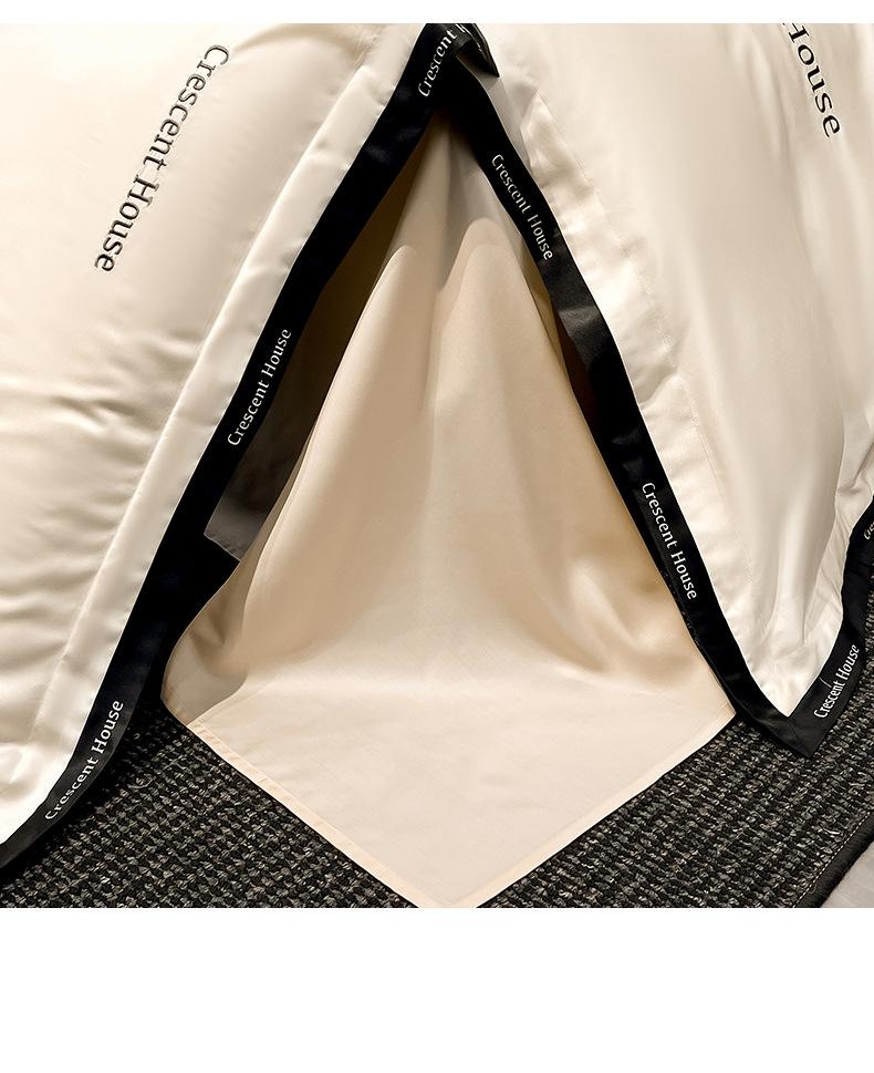 New washed ice silk four-piece set, light luxury and high-end feel, embroidered bed sheet and duvet cover set for summer