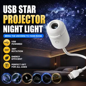 2-in-1 Galaxy Projector Night Light, USB Portable Starry Sky Night Light Projector for Bedroom, Mini LED Nightlight Wall Lamp for Kids & Adults, Dreamy Ceiling Decor (10 Slide)