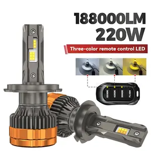 2-Pack 188000lm H4 LED Headlights, Compatible with H1 H7 H11, Adjustable Color Temperatures 6500k 4300k 3000k, Includes Remote Control