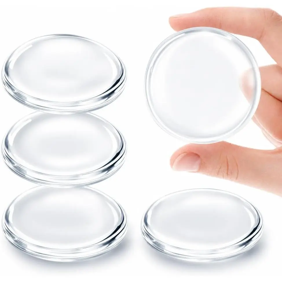 Clear  Door Stoppers for Wall Protection – Self Adhesive Rubber Bumpers (Round), 4 Pack, Noise Reducing Door and Furniture Wall Protectors, Transparent