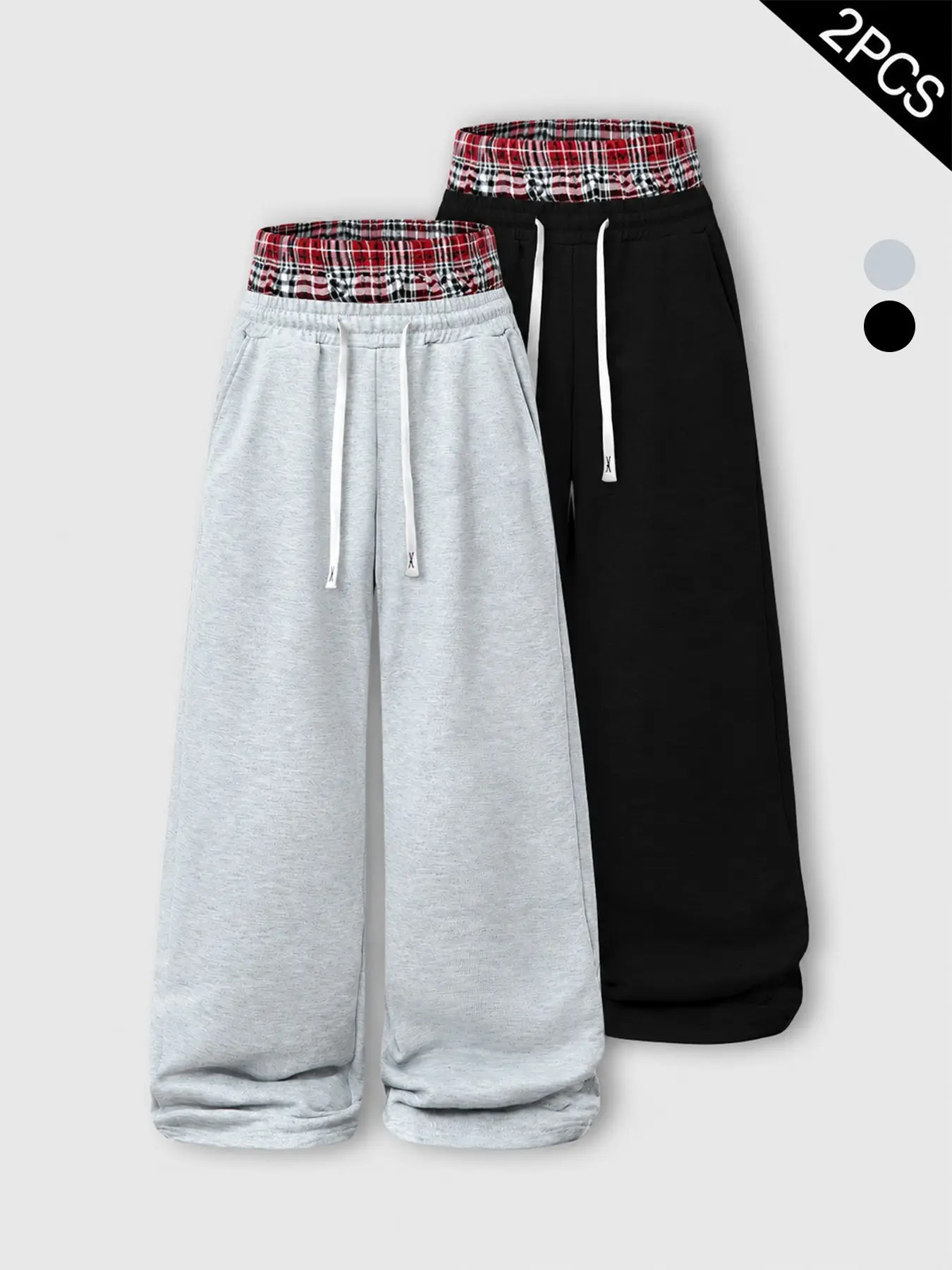 Men's Casual Patchwork Colorblock Long Pants, Elastic Waist Drawstring Cargo Trousers, All Seasons Streetwear for Daily Wear