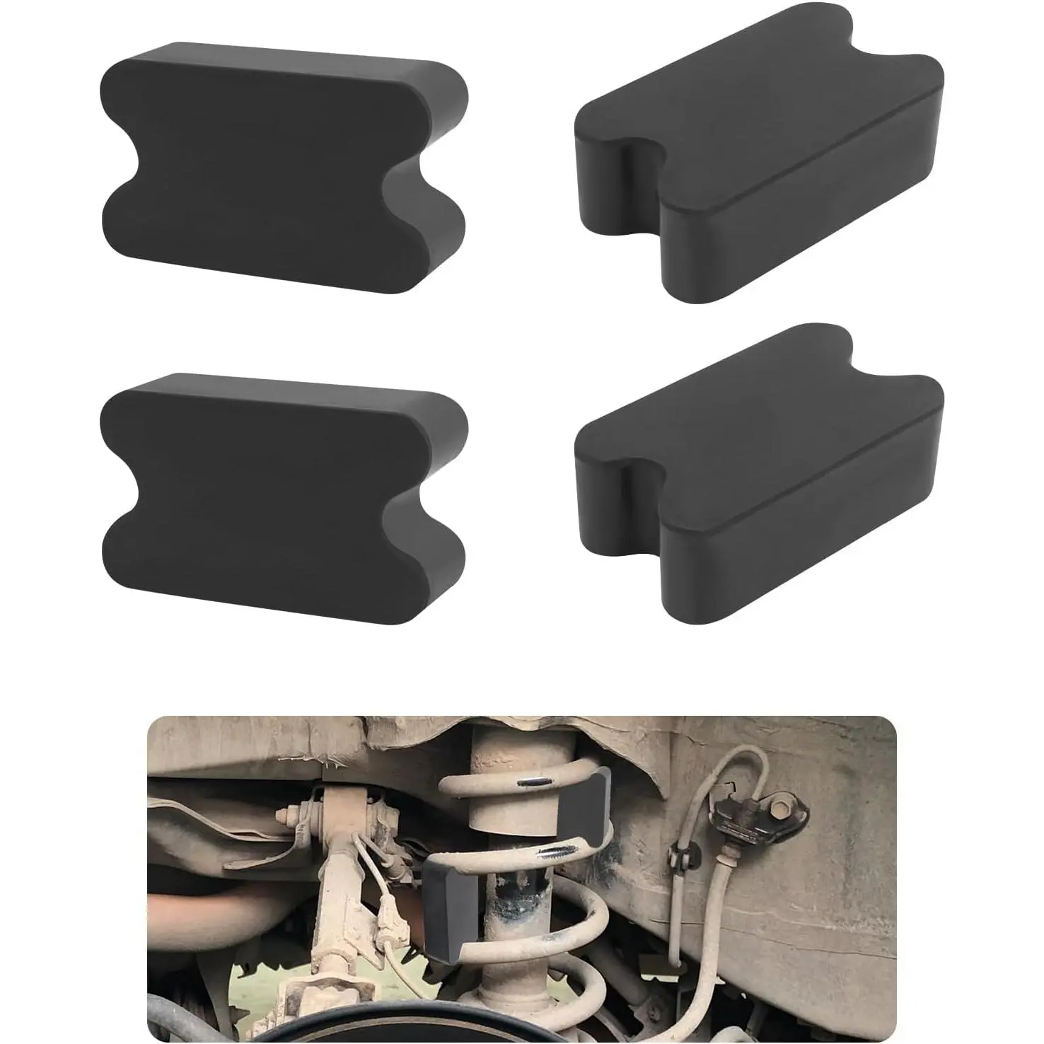 4PCS Rubber Coil Spring Spacers,Heavy Duty Front Coil Spring Booster Kit for 2.5" Coil Spring Lift,Universal Rubber Lift Blocks Car Accessories for Most Cars Trucks SUVs