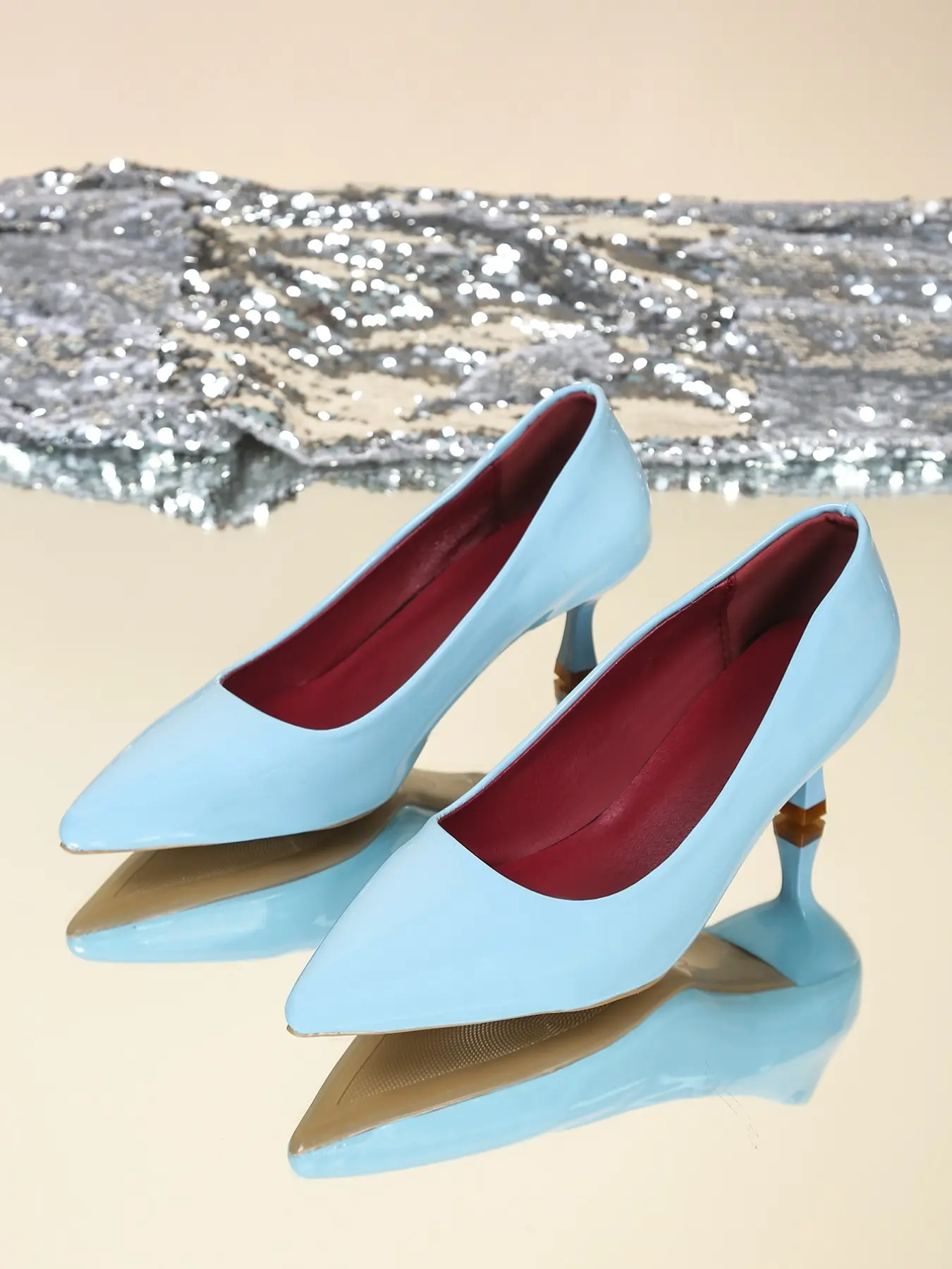 Trendy Fluorescent Leather Pointed Toe High Heels, Comfortable Inner Sole, Perfect for Parties, Evening Events, Carpet, Daily Wear