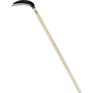 Japanese Sickle Long Handle 45" [Triple Edged Blade] Grass Sickle Stand Up Tool, Japanese Carbon Blade, Japan