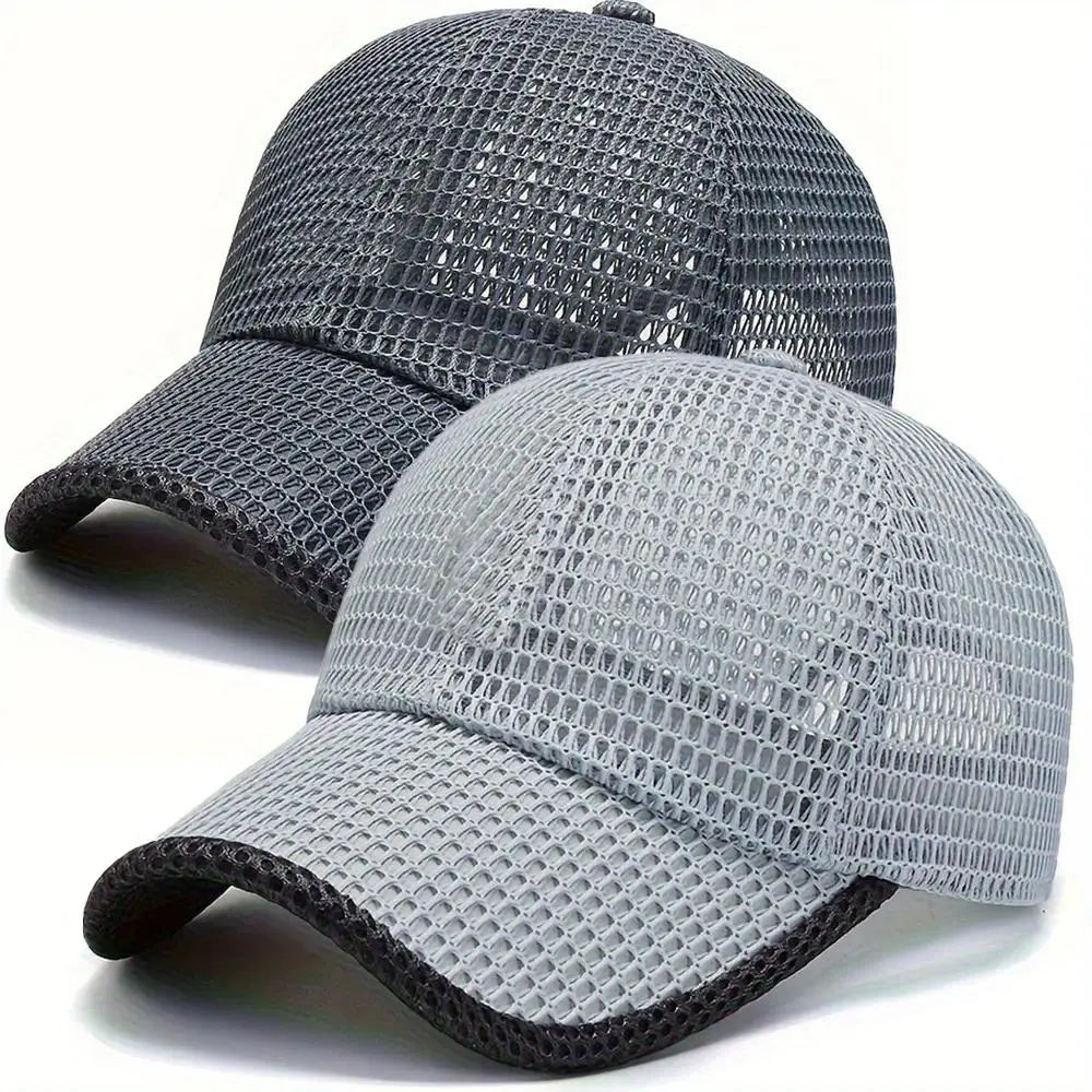 Mesh Trucker Caps, 2-Pack Loose Fitted Unisex Adjustable Snapback Hats with Breathable Ventilation, Breathable Ventilation Cap, Mesh Snapback Hats, Hair Bonnet, Ethnic, Dad Cap Style