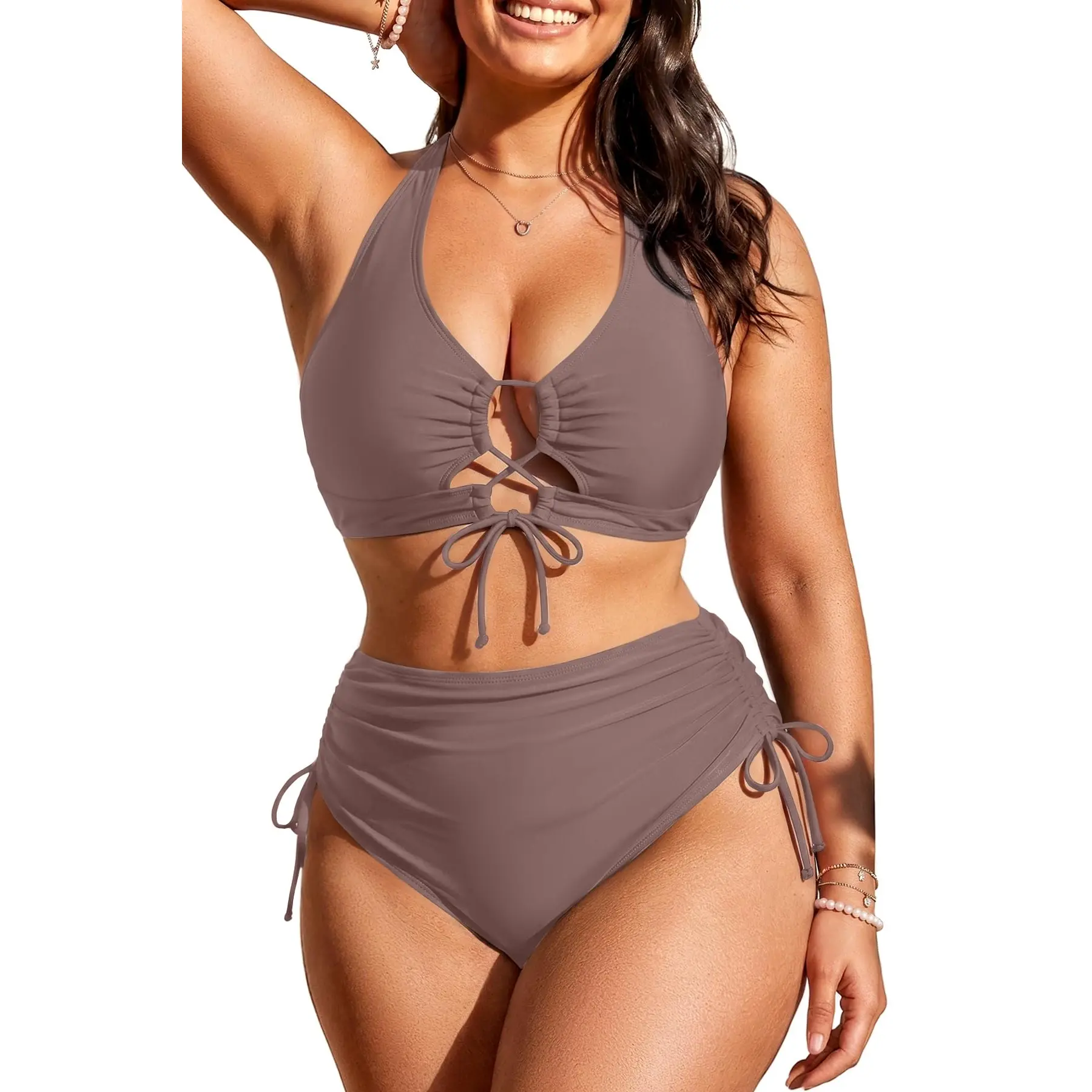 Daci Women Two Piece Plus Size Bikini - Tummy Control Swimsuits Sexy Cutout Bathing Suits Lace Up Swimwear 2026