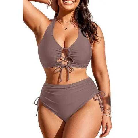 Daci Women Two Piece Plus Size Bikini - Tummy Control Swimsuits Sexy Cutout Bathing Suits Lace Up Swimwear 2026