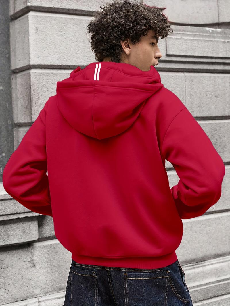 1pc TNZI men's full zipper windproof mask hoodie long-sleeved jacket versatile and fashionable urban style, with zippers and pockets - warm, windproof and durable, suitable for daily or outdoor autumn/winter wear