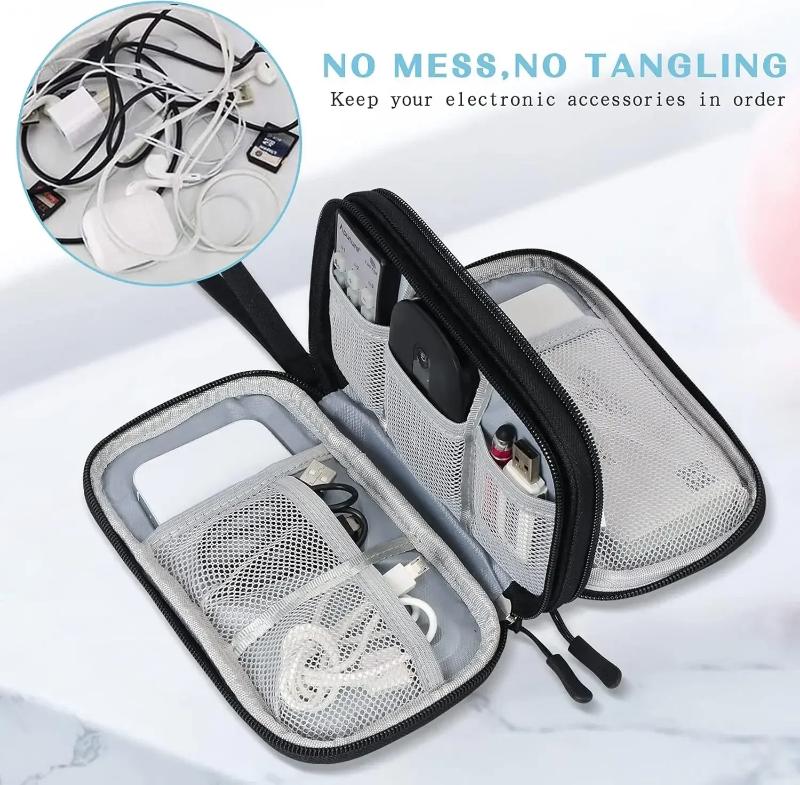 Travel Organizer Electronics Accessories Organizer Portable Waterproof Double Layers Storage Bag for Cable Hard Disk Power Bank