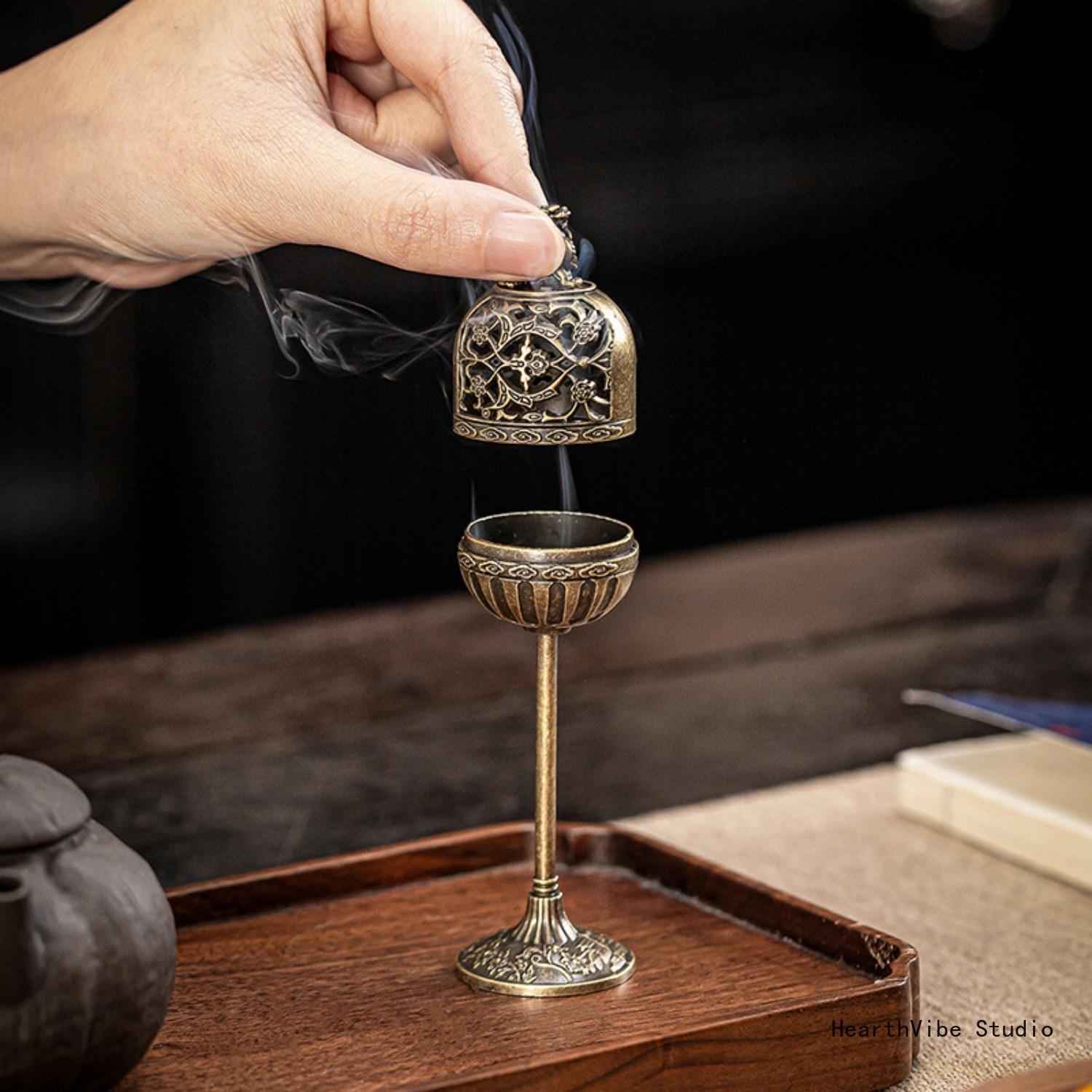 Wealth-Attracting Pixiu High-Foot Incense Burner — Qilin-Themed Palace Lantern-Style Censer — Compact Indoor Home Use Auspicious Cloud Coil Incense Holder — Lucky Elephant Aromatherapy Burner