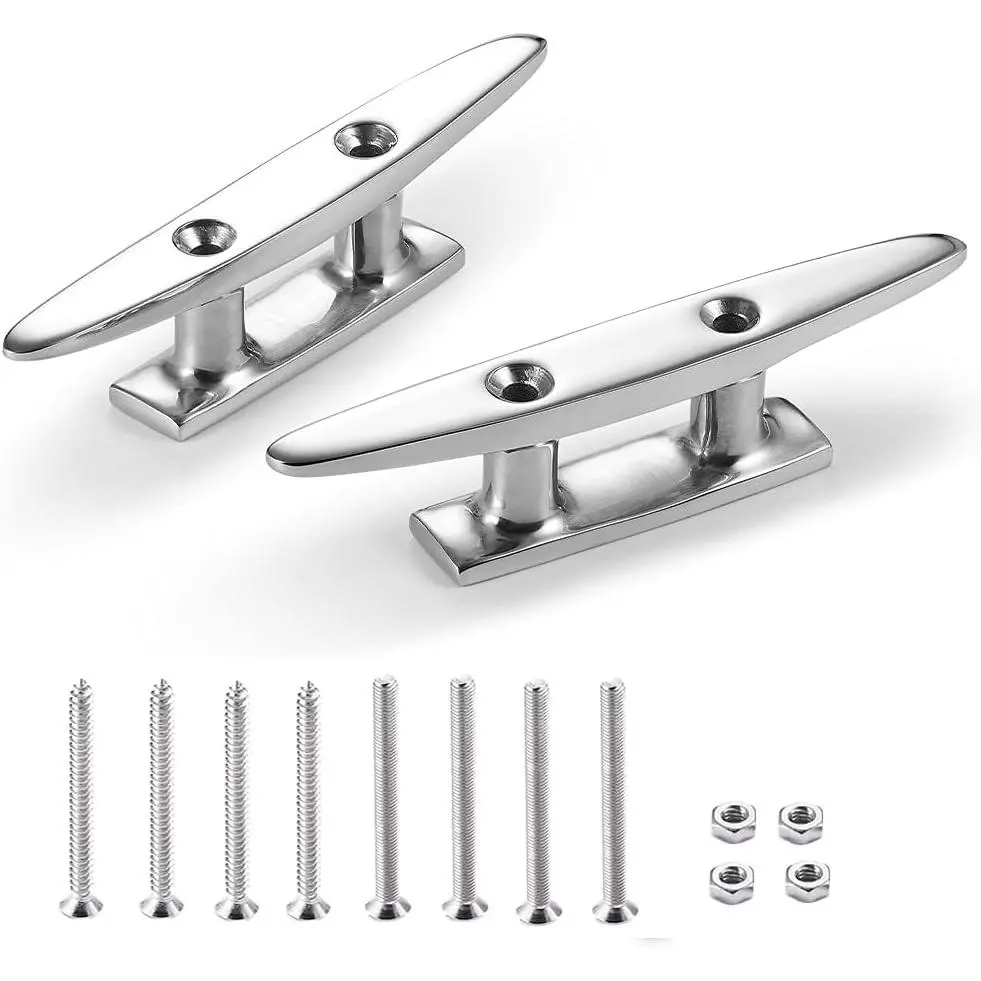 Boat Cleat Open Base 4/5/6/8 inch Dock Cleat 316 Stainless Steel Marine Grade Include Installation Screws
