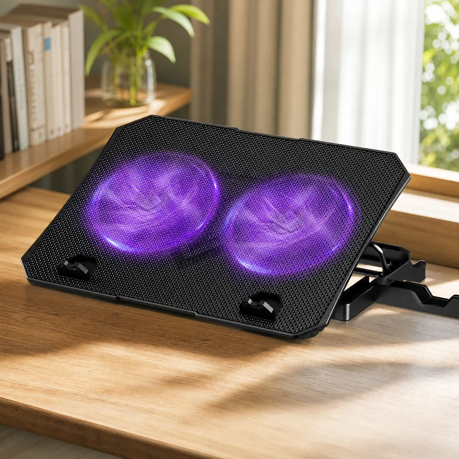 Laptop Cooling Pad with Dual Fans for 10-15.6 Inch Laptops, 5 Adjustable Height Settings, 2 USB Ports, Purple (S039)Gift