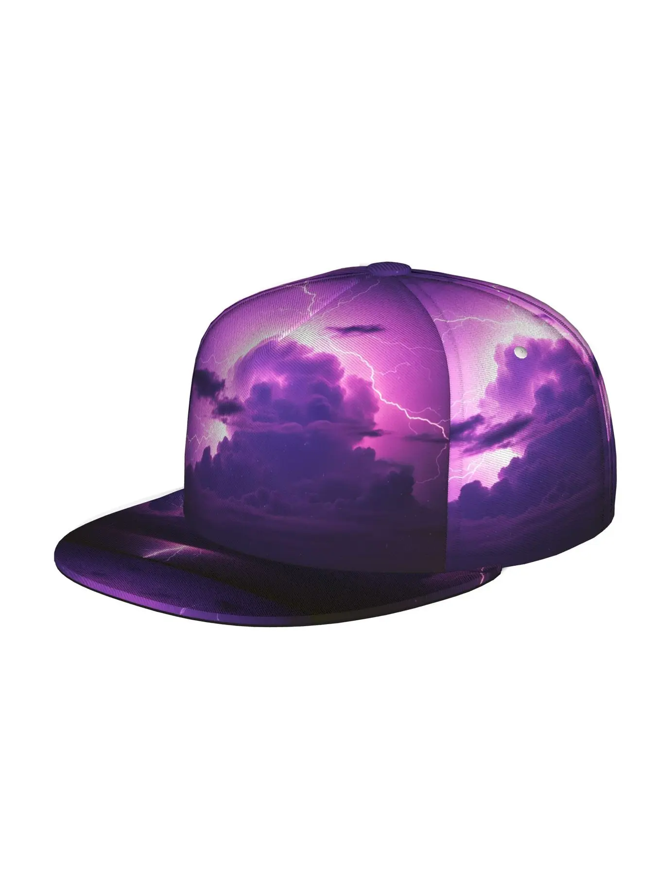 Purple Lightning Storm, Unisex baseball cap, adjustable back buckle trucker cap, party baseball cap, punk-style sun hat, suitable for skateboarding, dancing and outdoor sports, all year round.