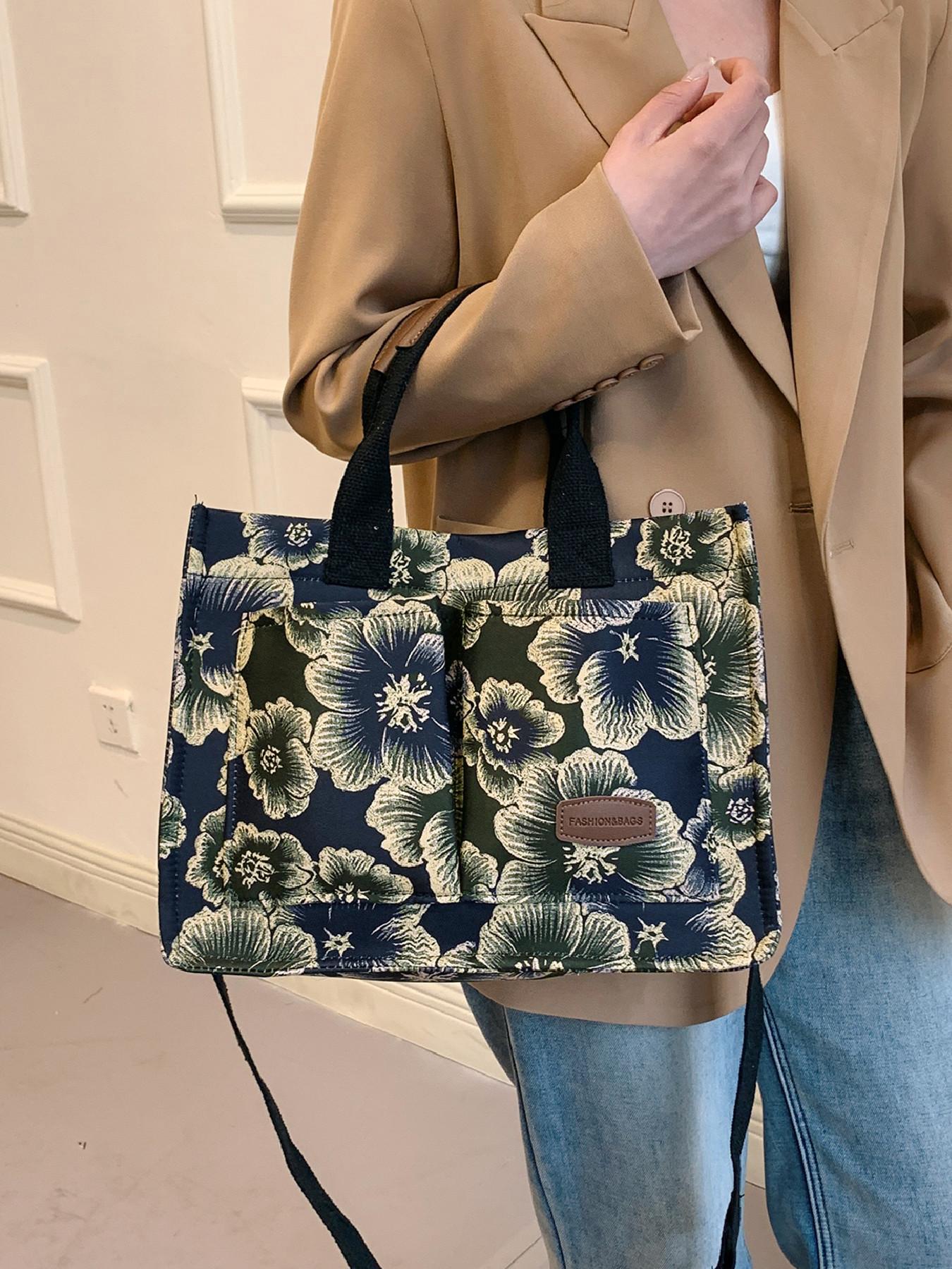 Women's Summer Elegant Striped/strawberry/leopard Pattern Canvas Soft Tote Bag, Simple Trendy Large Capacity Shoulder Bag, Fashionable Versatile Tote Bag for Daily & Travel Use