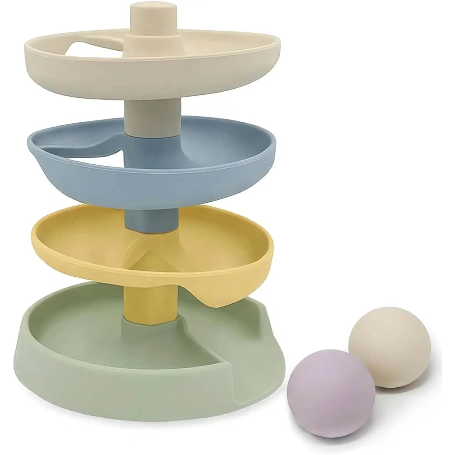 Silicone Ball Drop Tower Toy for Toddlers, 4-Tier Rolling Ramp Track with Wooden Balls, Soft Food-Grade Silicone Montessori Toy for Early Learning & Fine Motor Skill Development, Ages 1–3