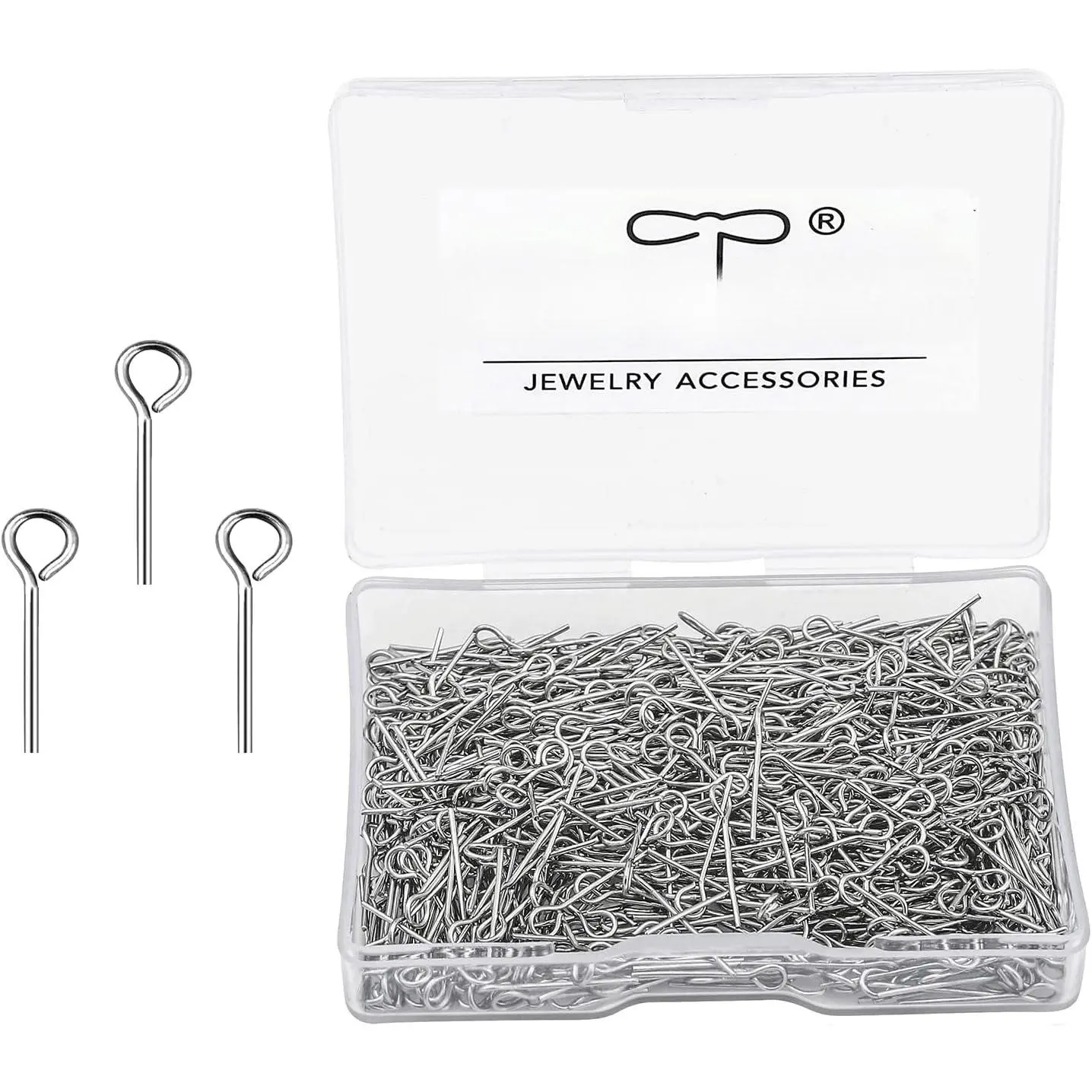 304 Stainless-Steel Eye Pins for  Making   Pins 24 Gauge 0.6x15mm 800 count/Box Open Eye Pins for DIY Making Earring Necklace Bracelets Dangle Charm  Findings Eyepins